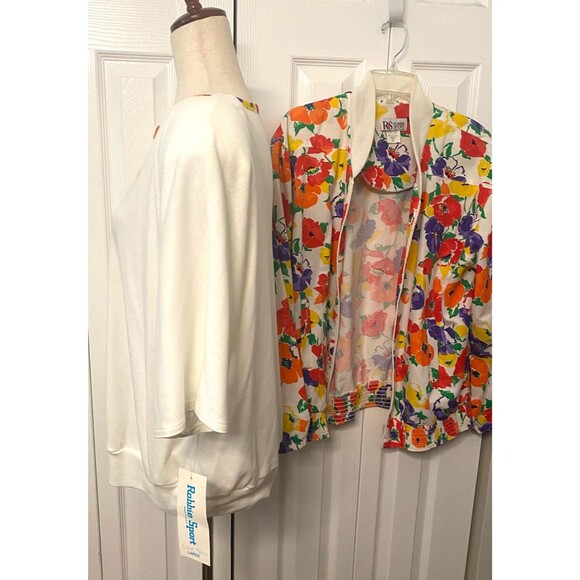 NOS Vtg ROBBIE SPORT Womens Sz 16 2pc Set Jacket & Blouse Bright Floral Colorful - Picture 10 of 14